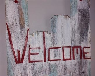 Custom Painted WELCOME Sign with Reclaim Wood