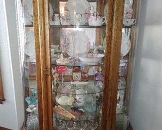 Vintage Bow Front Oak Cabinet