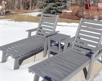 BY THE YARD DECK CHAIRS LOUNGERS & SIDE TABLE