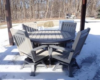 BY THE YARD TABLE AND 4 - SWIVEL CHAIRS