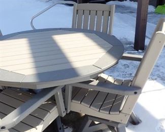 BY THE YARD TABLE AND 4 - SWIVEL CHAIRS