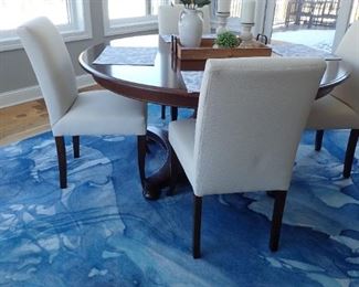 BASSETT TABLE & FABRIC CHAIRS - 4 CHAIRS