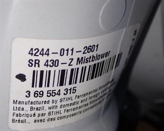 STIHL SR - 430 Z MISTBLOWER / BACKPACK