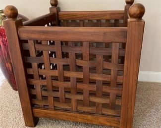 Vintage woven wood plant holder
