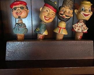 Vintage Novelty Nodder Bottle Toppers Stand