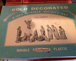 Vintage Gold Decorated Nativity Set Box