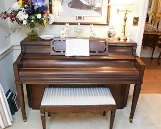 Chickering Upright Piano w/ Upholstered Bench