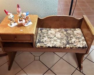 Telephone bench and Goebel gnomes