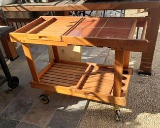 Teak bar cart, looks unused