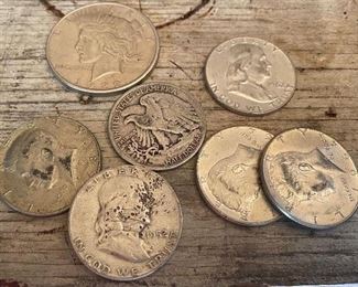 Silver Dollar and Silver Half Dollars