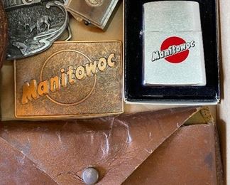 Manitowoc Buckle and Zippo Lighter