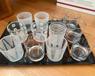 027 Couroc Tray Viceversa Drink Glasses