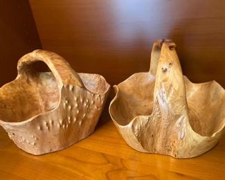 134Chinese Carved Wooden Baskets