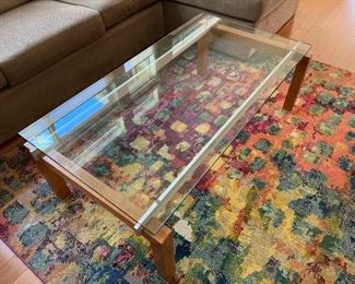 216 Wood And Glass Coffee Table