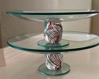 225 Pair Of CG Glass Pastry Holders