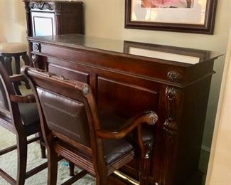 wood bar w/2 chairs