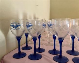 Vintage Libbey Blue Stemmed  Wine Glasses Air Force One Reagan Library