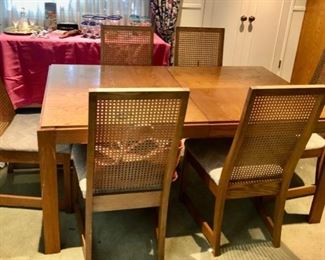 vintage dining table w/6 cane chairs