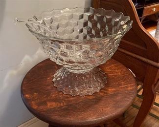 Largest American Fostoria Punch bowl with base, that I have ever seen. Comes with ladle but no cups. I see cups everywhere when I am out antiquing.
