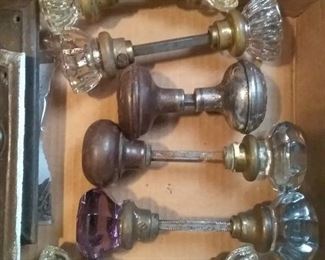 old glass & metal door knobs