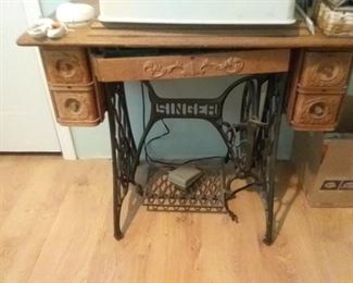 Old treadle sewing machine