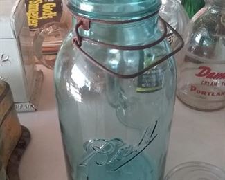 old blue canning jars
