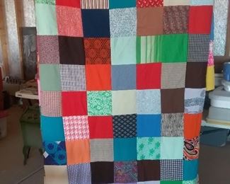 vintage polyester patchwork bed cover/unlined quilt