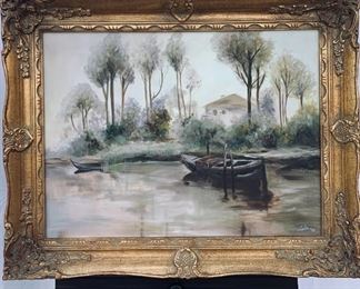 Linda
Boat in the Pond. In Antique Gilded Frame.