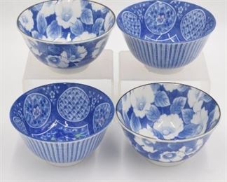Four Piece Set of Japanese Porcelain Bowls 