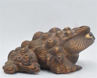 Set of Assorted Wooden Frog Decorations 