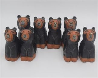 Set of Eight Bear Styled Serviette Rings 