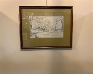 Etching By CM Goff 17 x 13 Inches W/F