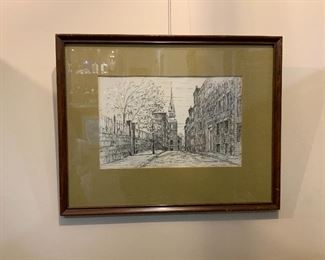 Etching By CM Goff 13 x 17 Inches
