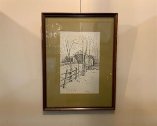 Etching By CM Goff 17 x 16 Inches