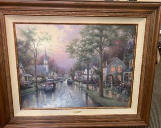 Thomas Kinkade Framed Art "Hometown Morning"  #49/718 Signed 
37 x 46 Inches W/F
