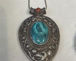 Turquoise and silver necklace