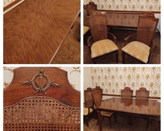 Beautiful dining room table w leaf and six chairs. 