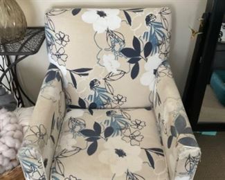 Blue Floral Upholstered Chair