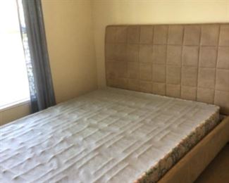 Queen Size Upholstered Headboard, Frame and Boxspring.