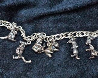 Sterling Winnie the Pooh charm bracelet