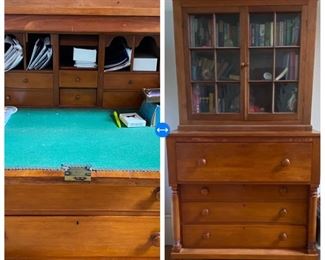 Butlers Desk with Separate Wavy Glass Front Cabinet