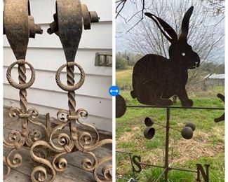 Hand Wrought Andirons and Weathervane