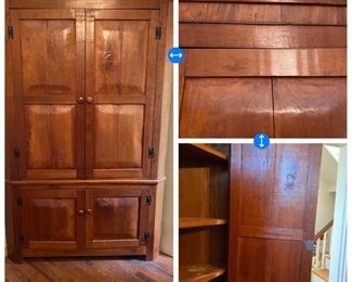 Very Interesting Cherry Corner Cupboard - Beveled Panels - Bench made - Possibly Kentucky or Tennessee