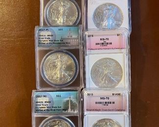 SILVER American Eagles GRADED