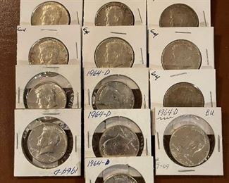 SILVER 1964 Kennedy Half Dollars