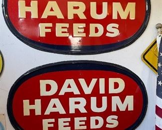 Vintage David Harum Feed Embossed Metal Sign(s)