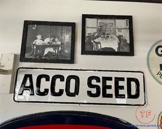 Vintage ACCO SEED Metal Embossed Sign