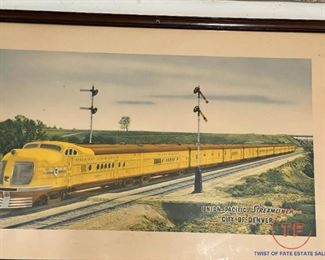 Vintage Framed Union Pacific Streamliner "City of Denver" Print