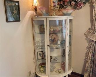 Curved Front Vintage Curio Cabinet
