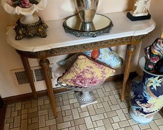 Vintage Marble Topped Hallway / Entryway Table